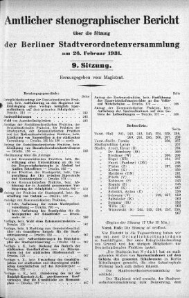 Sitzung 9, 26. Februar 1931