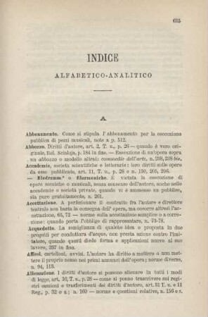 Indice Alphabetico-Analitico