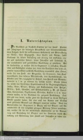 I. Unterrichtsplan der Anstalt [Realschule zu Neustadt-Dresden]