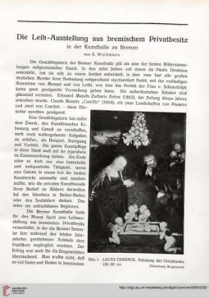 1: Die Leih-Ausstellung aus bremischen Privatbesitz in der Kunsthalle zu Bremen