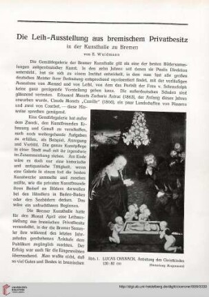 1: Die Leih-Ausstellung aus bremischen Privatbesitz in der Kunsthalle zu Bremen