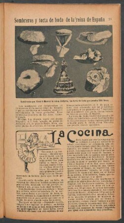 Sombreros y torta de boda de la reina de España