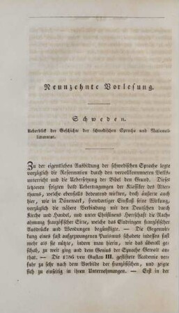 Neunzehnte Vorlesung. Schweden