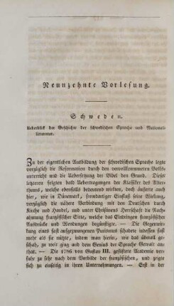 Neunzehnte Vorlesung. Schweden