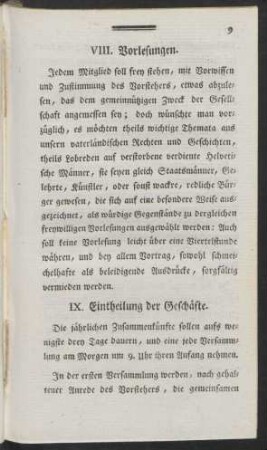 VIII. Vorlesungen