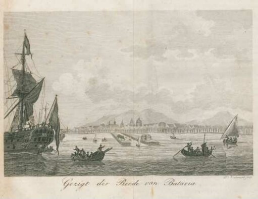 Gezigt der reede van Batavia