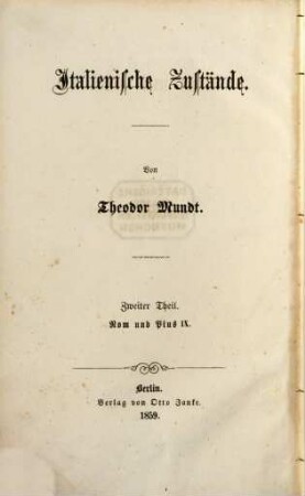Italienische Zustände, 2. Rom & Pius IX