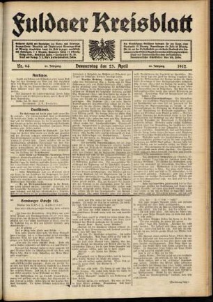 Ausgabe vom Donnerstag, den 25. April 1912.