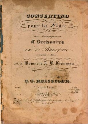 Concertino pour la flûte avec accompagnement d'orchestre ou de pianoforte : op. 60