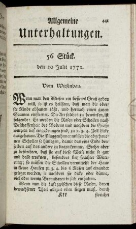 56 Stück. den 20 Julii 1771.