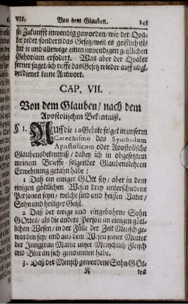 Cap. VII. Von dem Glauben/ nach dem Apostolischen Bekentniß.