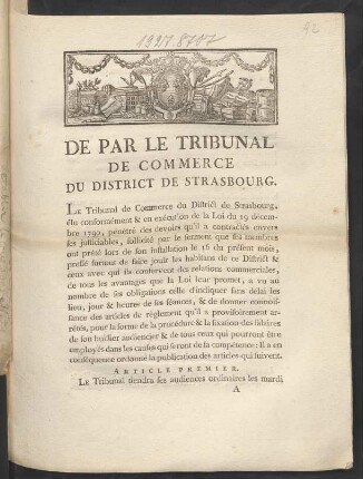 De Par Le Tribunal De Commerce Du District De Strasbourg