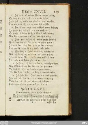 Psalm CXVII. Ermunterung zum Lobe Gottes.