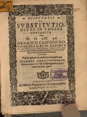 Dispvtatio De Svbstitvtionibvs In Theses Contracta