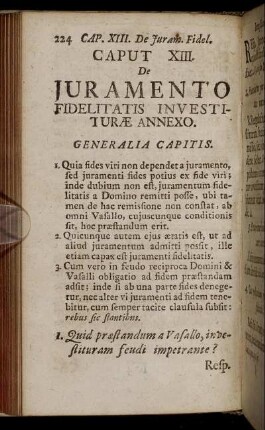 Caput XIII. De Juramento Fidelitatis Investituræ Annexo.