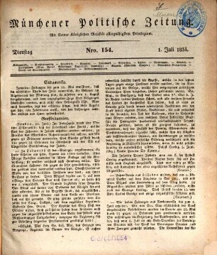 Münchener politische Zeitung : mit allerhöchstem Privilegium. 1834 = Jg. 35, 7 - 12