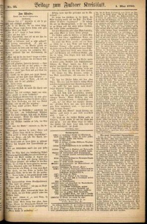 Zweite Ausgabe vom Samstag, den 01. Mai 1880.