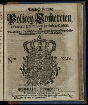 Nro. XIV, Montags, den 2. Novembr. 1750