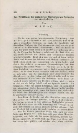 640-658 Das Verhältnis der veränderten Augsburgischen Confession zur unveränderten
