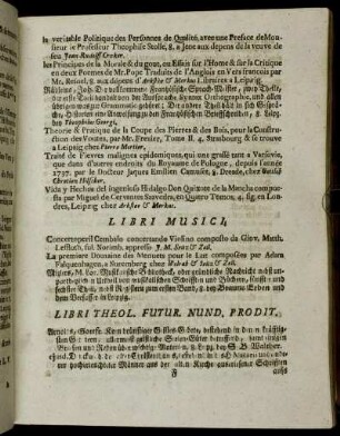 Libri Theol. Futur. Nund. Prodit.