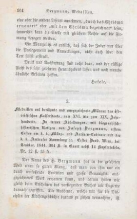 104-107 [Rezension] Medaillen auf berühmte und ausgezeichnete Männer des österreichischen Kaiserstaates; 1. Band
