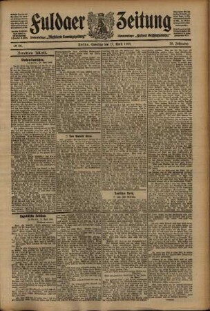 Zweite Ausgabe vom Samstag, den 17. April 1909.