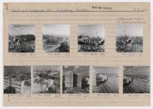Stadtpanoramen von einem Hochhaus in der Leipziger Straße in Richtung Norden und Osten. Berlin, Mitte, Leipziger Straße/Gertraudenstraße/Spittelmarkt/Kurstraße/Niederwallstraße