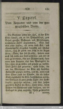 V. Capitel. Vom Aequator und von der geographischen Breite
