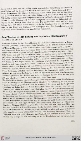 Zum Wechsel in der Leitung der bayrischen Staatsgalerien
