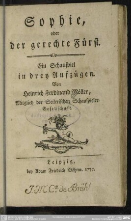 Sophie, oder der gerechte Fürst : Ein Schauspiel in drey Aufzügen