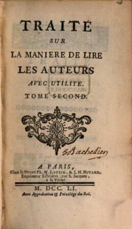 Traité Sur La Maniere De Lire Les Auteurs Avec Utilité, 2