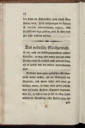 Das politische Gleichgewicht.