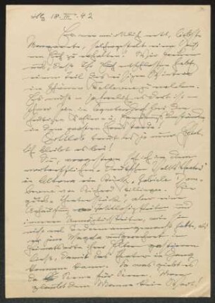 Brief von Fritz Brehmer an Margarete Hauptmann