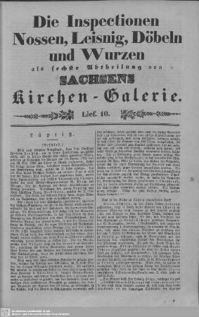 Lüptitz, Zschornau, Gersdorf, Seyfersdorf, Thallwitz : 10. Lieferung