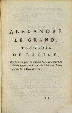 Alexandre le Grand : Tragédie