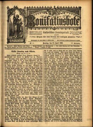 Erste Ausgabe vom Sonntag, den 22. April 1900.