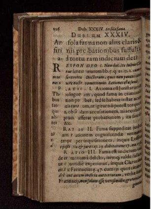 Dubium XXXIV. An sola fama non aliis claris & firmis probationibus suffulta, ad torturam indicium det?