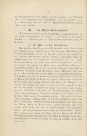 II. Der Unterrichtsbetrieb
