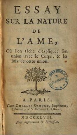 Essay sur la nature de l'ame