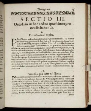 Sectio III. Quædam in hac ardua quæstione præ oculis habenda.