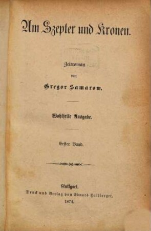 Um Szepter und Kronen : Zeitroman, [1],1