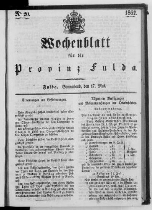 Nr. 20, Ausgabe vom 17. Mai 1862