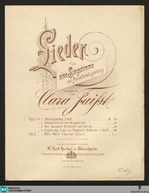 No. 1. Opus 1: Altdeutsches Lied, op. 1 No. 1