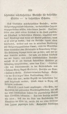 351-363 Lehrbücher nichtkatholischer Verfasser für katholische Schüler - in katholischen Schulen
