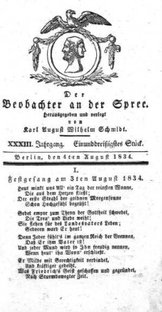 31. Stueck, 4. August 1834