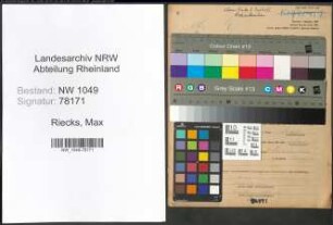 Entnazifizierung Max Riecks , geb. 06.10.1905 (Betriebsmeister)