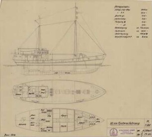20.31 m Fischereifahzeug, Maßstab 1:100, Schlichting-Werft, Travemünde