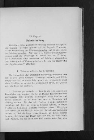 XII. Kapitel. Selbsterhaltung.