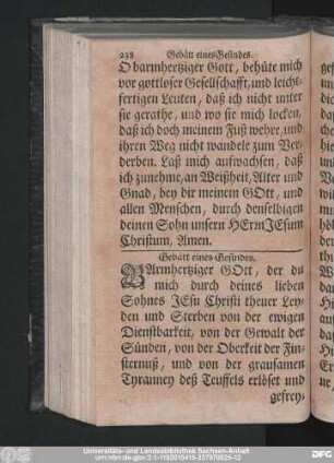 Gebätt eines Gesindes.