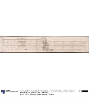 Köstritz. Schloss. Aufriss des Gartenfassaden des Schlosses und der Bildergalerie